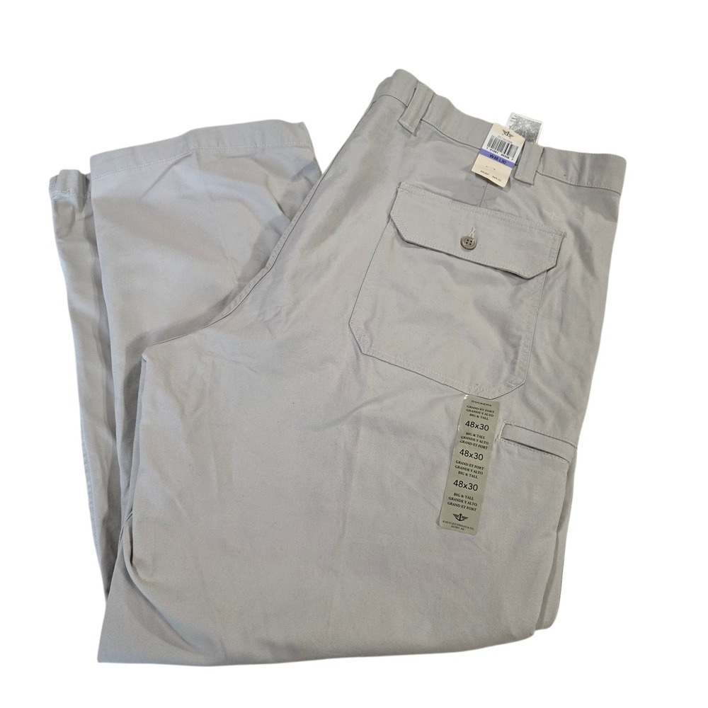 NWT Dockers Utility Cargo Pants Mens Gray 48x30 Pockets High Rise Workwear